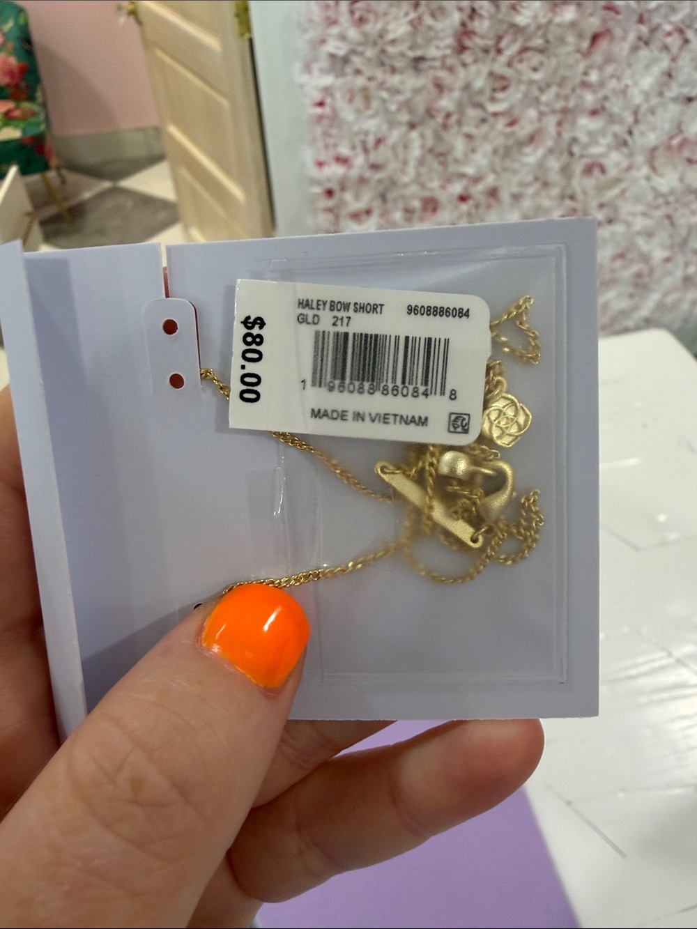 Kendra Scott Gold Bow Necklace with White Inlay - Picture 2 of 2